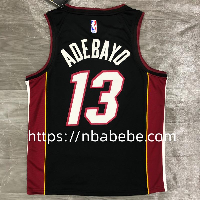 Maillot de Basket NBA Heat 2022 Adebayo 13 noir col v 2