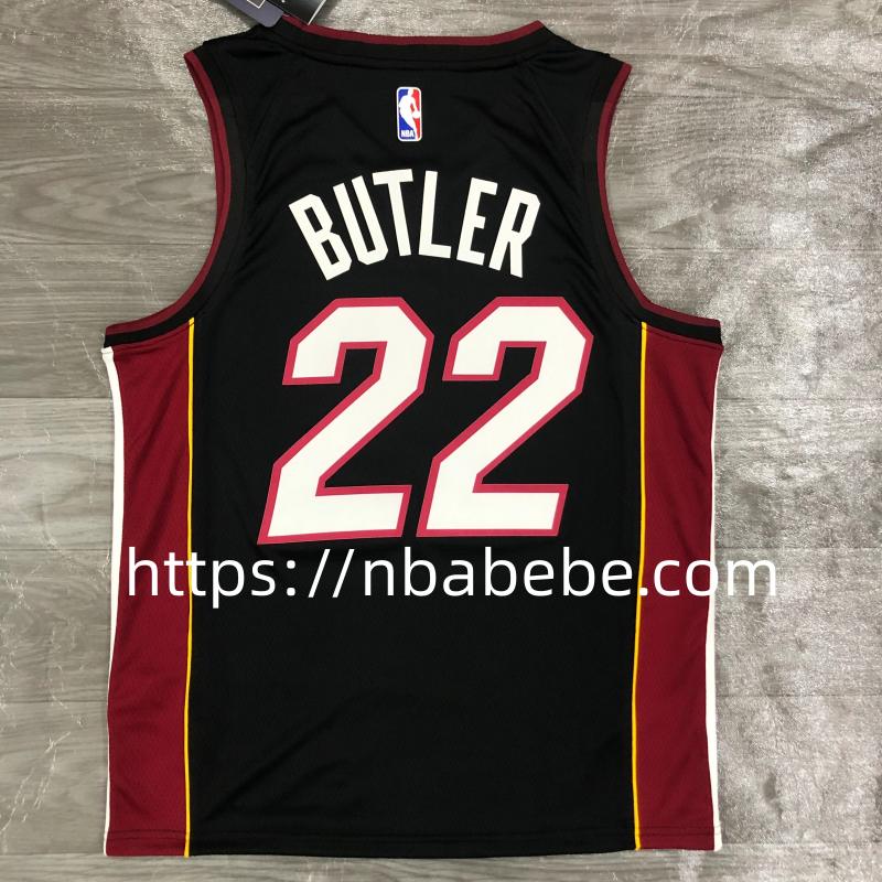 Maillot de Basket NBA Heat 2022 Butler 22 noir col v 2