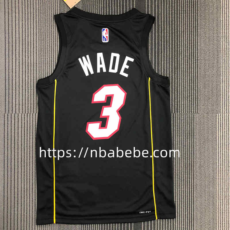 Maillot de Basket NBA Heat 75e anniversaire Wade 3 noir city éditions 2