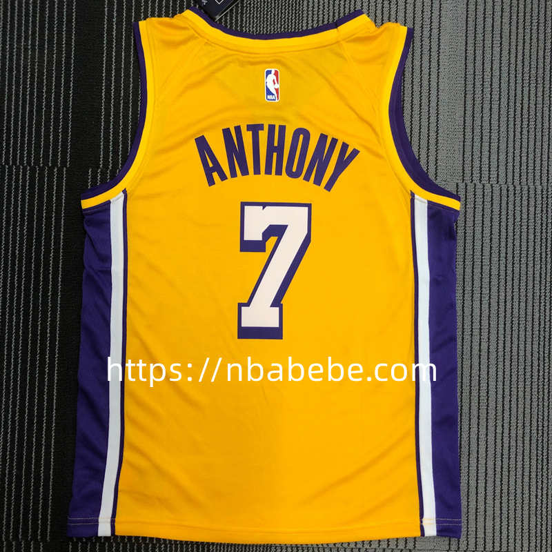 Maillot de Basket NBA Lakers 2022 Anthony 7 jaune col v 2