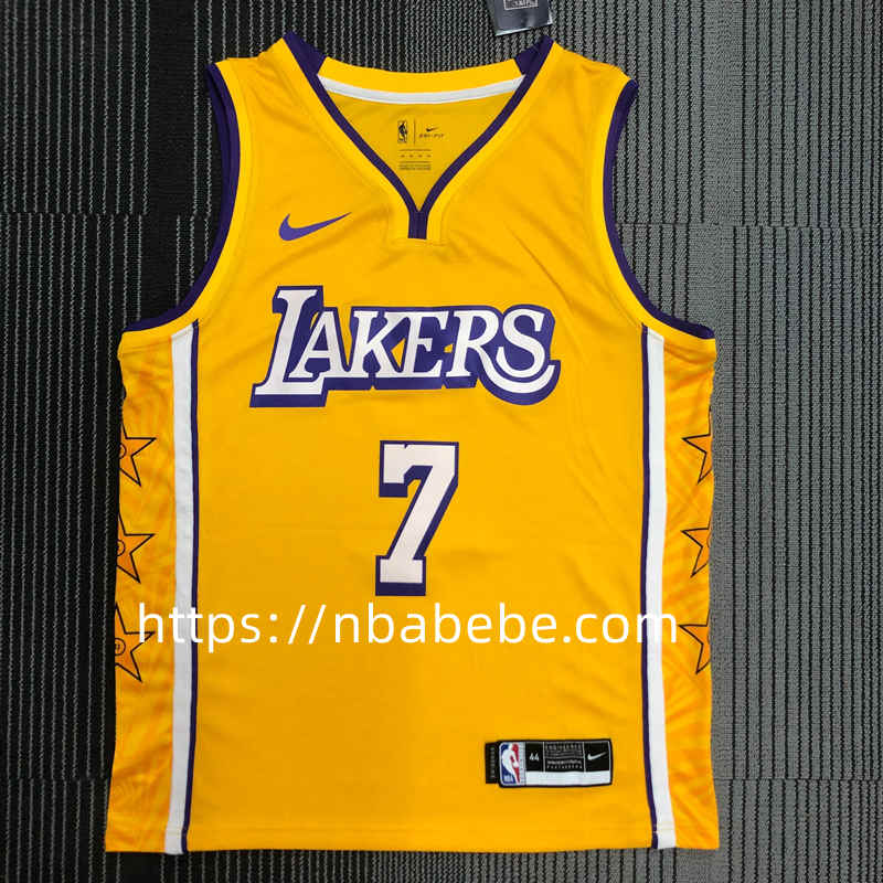 Maillot de Basket NBA Lakers 2022 Anthony 7 jaune col v avec étoile