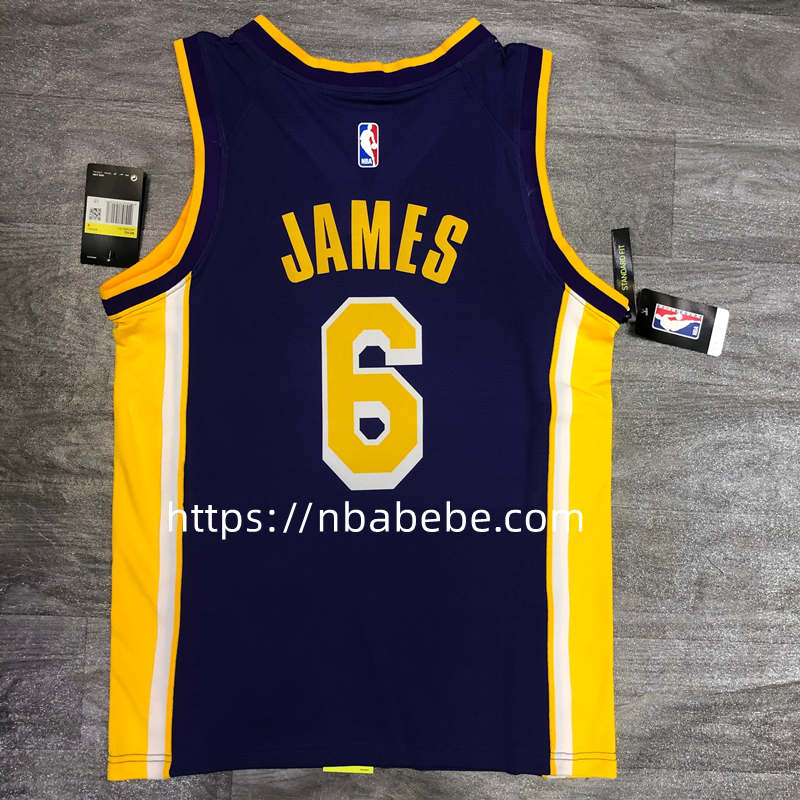 Maillot de Basket NBA Lakers 2022 James 6 bleu col v