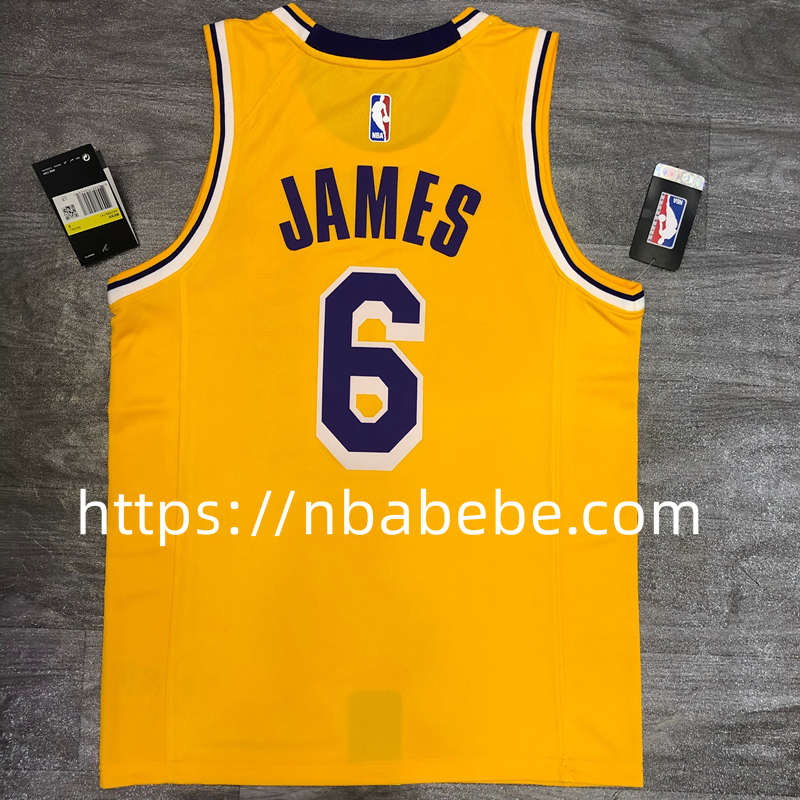 Maillot de Basket NBA Lakers 2022 James 6 jaune 2