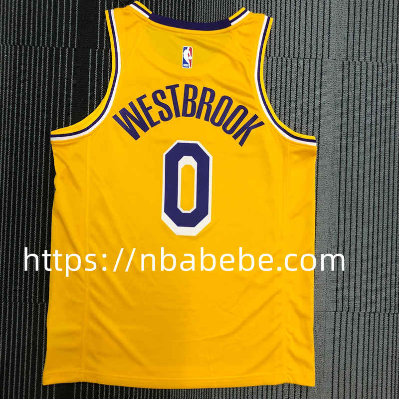 Maillot de Basket NBA Lakers 2022 Westbrook 0 jaune 2