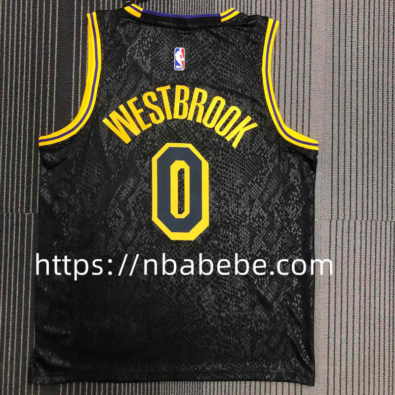 Maillot de Basket NBA Lakers 2022 Westbrook 0 motif serpent 2