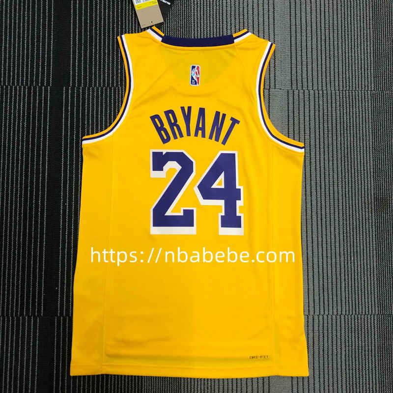 Maillot de Basket NBA Lakers 75e anniversaire Bryant 24 jaune 2