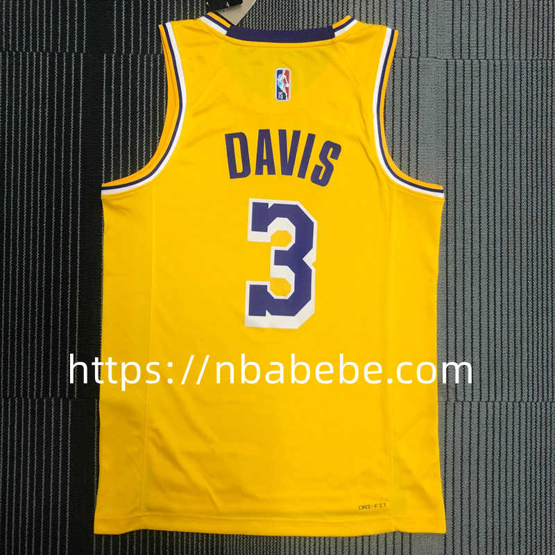 Maillot de Basket NBA Lakers 75e anniversaire Davis 3 jaune 2