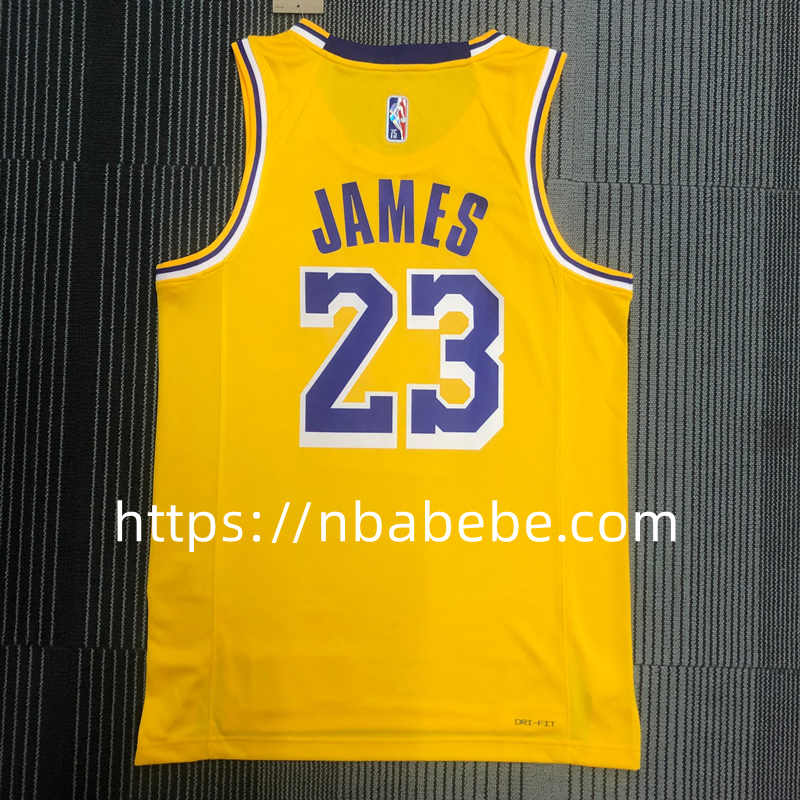 Maillot de Basket NBA Lakers 75e anniversaire James 23 jaune 2