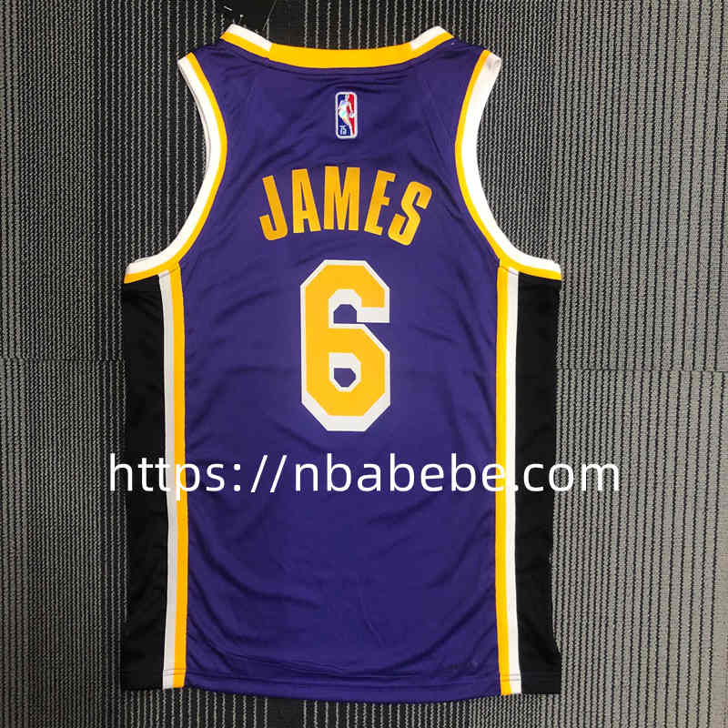 Maillot de Basket NBA Lakers 75e anniversaire James 6 bleu2