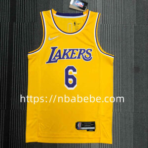 Maillot de Basket NBA Lakers 75e anniversaire James 6 jaune