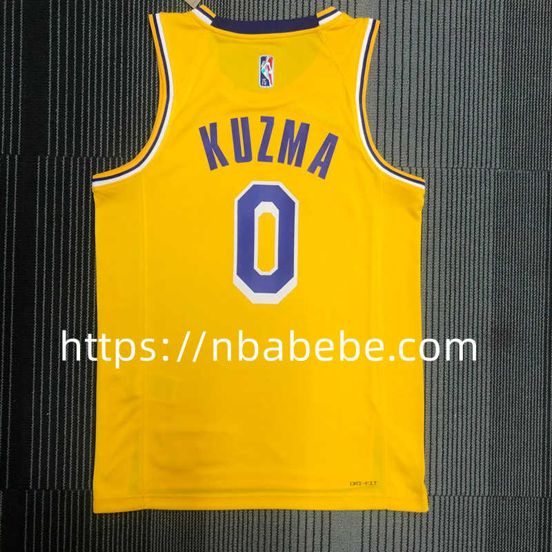 Maillot de Basket NBA Lakers 75e anniversaire Kuzma 0 jaune 2