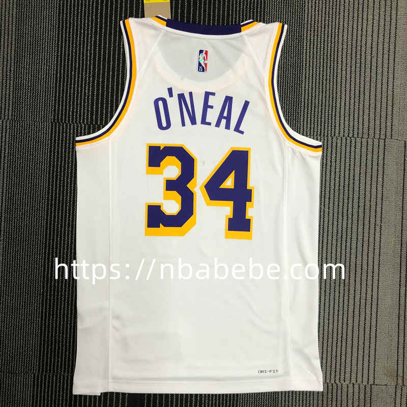 Maillot de Basket NBA Lakers 75e anniversaire O'Neal 34 blanc 2