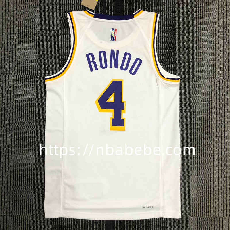 Maillot de Basket NBA Lakers 75e anniversaire Rondo 4 blanc 2