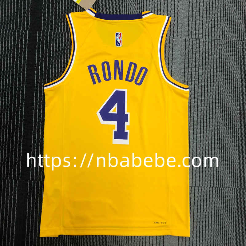 Maillot de Basket NBA Lakers 75e anniversaire Rondo 4 jaune 2