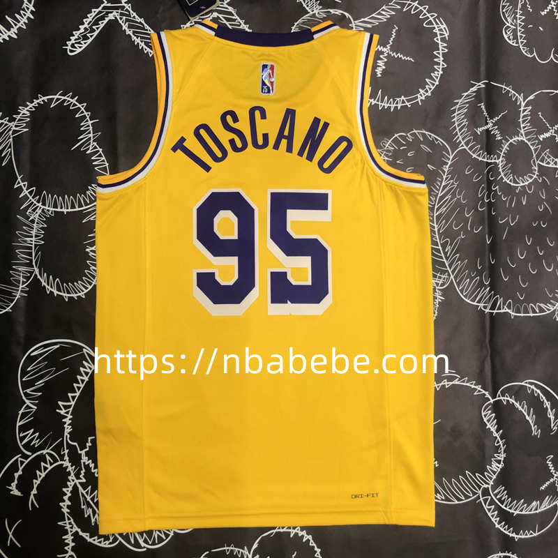 Maillot de Basket NBA Lakers 75e anniversaire Toscano 95 jaune