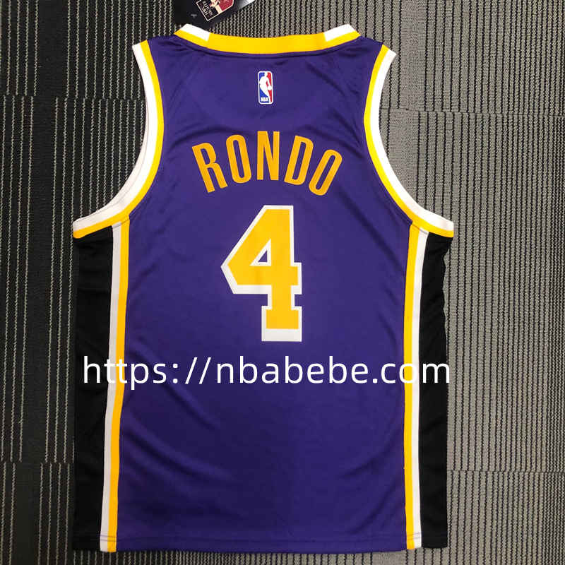 Maillot de Basket NBA Lakers Jordan 2022 Rondo 4 bleu 2