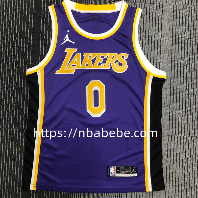 Maillot de Basket NBA Lakers Jordan 2022 Westbrook 0 bleu
