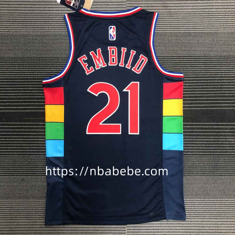 Maillot de Basket NBA 76ers 75e anniversaire Embiid 21 city édition 2