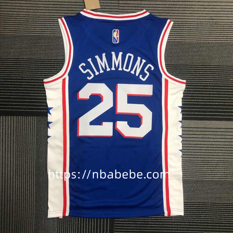 Maillot de Basket NBA 76ers 75e anniversaire Simmons 25 bleu 2