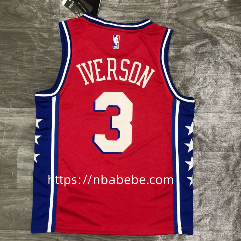 Maillot de Basket NBA 76ers Iverson 3 rouge Jordan 2
