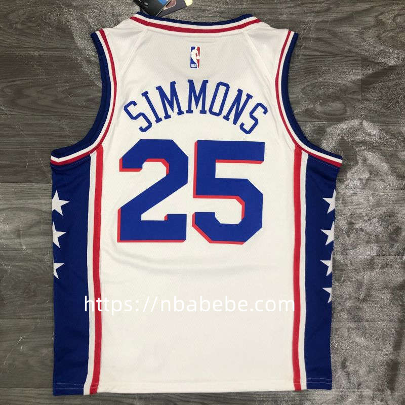 Maillot de Basket NBA 76ers Simmons 25 col v blanc 2