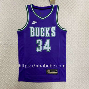 Maillot de Basket NBA Bucks 2023 Antetokounmpo 34 vintage bleu