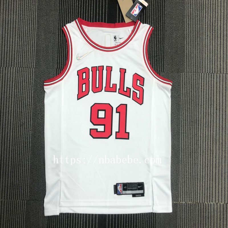 Maillot de Basket NBA Bulls 75e anniversaire Rodman 91 blanc