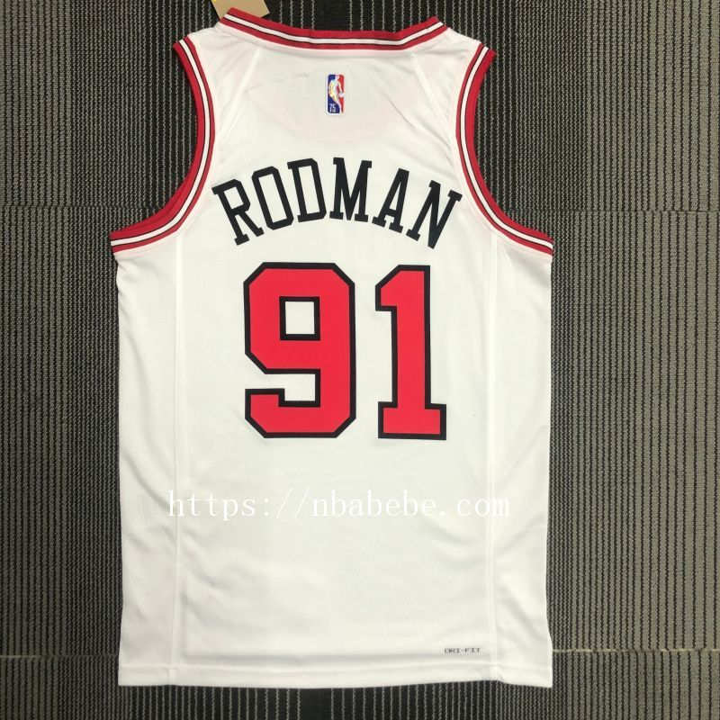 Maillot de Basket NBA Bulls 75e anniversaire Rodman 91 blanc 2