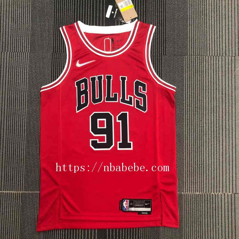 Maillot de Basket NBA Bulls 75e anniversaire Rodman 91 rouge