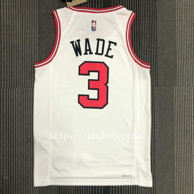 Maillot de Basket NBA Bulls 75e anniversaire Wade 3 blanc 2
