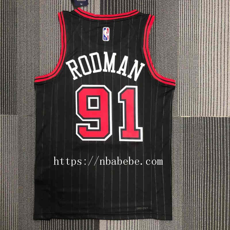 Maillot de Basket NBA Bulls Jordan 75e anniversaire Rodman 91 noir 2