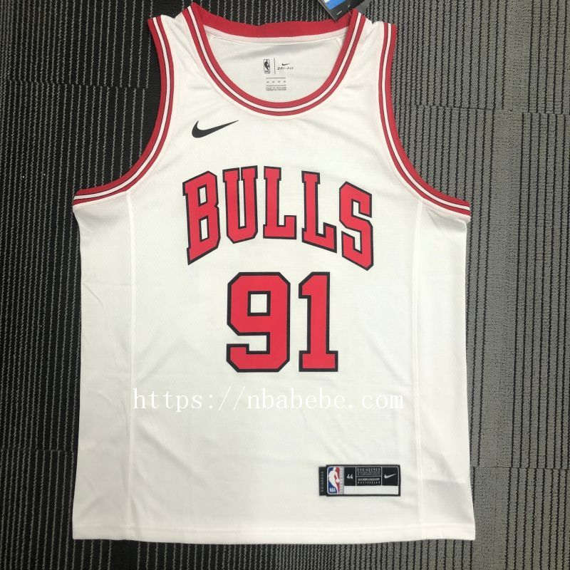Maillot de Basket NBA Bulls Rodman 91 blanc