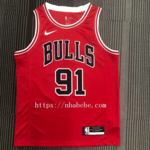 Maillot de Basket NBA Bulls Rodman 91 rouge