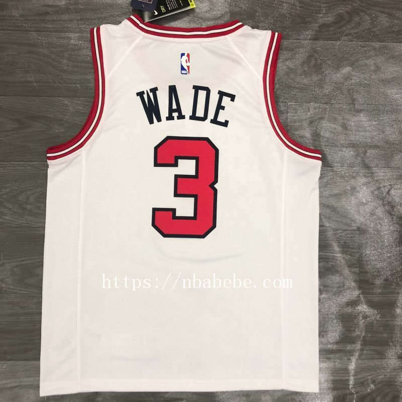 Maillot de Basket NBA Bulls Wade 3 blanc 2