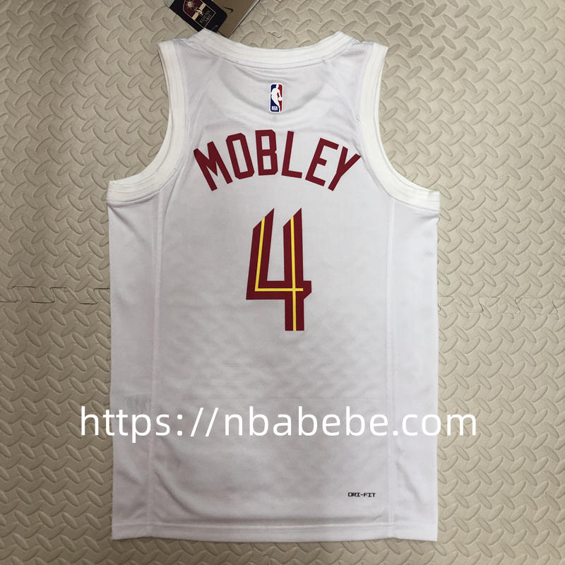 Maillot de Basket NBA Cavaliers 2023 Mobley 4 blanc 2