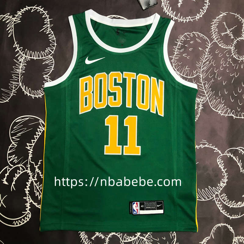 Maillot de Basket NBA Celtics 2022 Irving 11 or vert