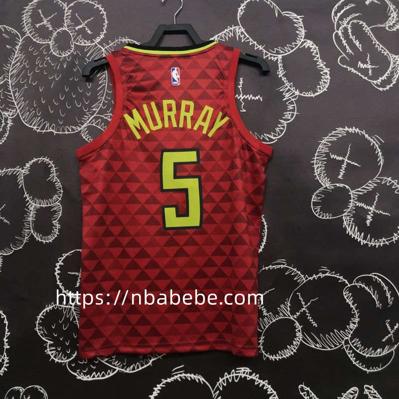 Maillot de Basket NBA Hawks Murray 5 à carreaux rouge 2