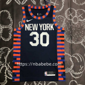 Maillot de Basket NBA Knicks 2022 Randle 30 noir avec rayure