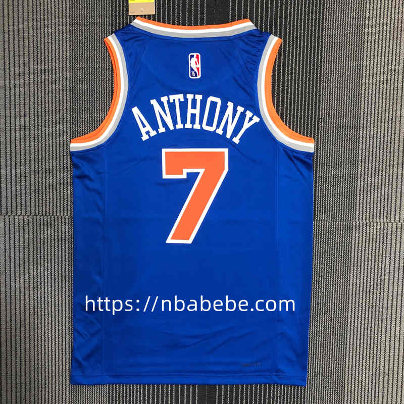 Maillot de Basket NBA Knicks 75e anniversaire Anthony 7 bleu 2