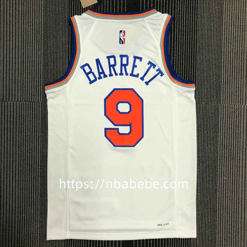 Maillot de Basket NBA Knicks 75e anniversaire Barrett 9 blanc 2