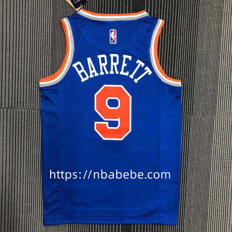Maillot de Basket NBA Knicks 75e anniversaire Barrett 9 bleu 2