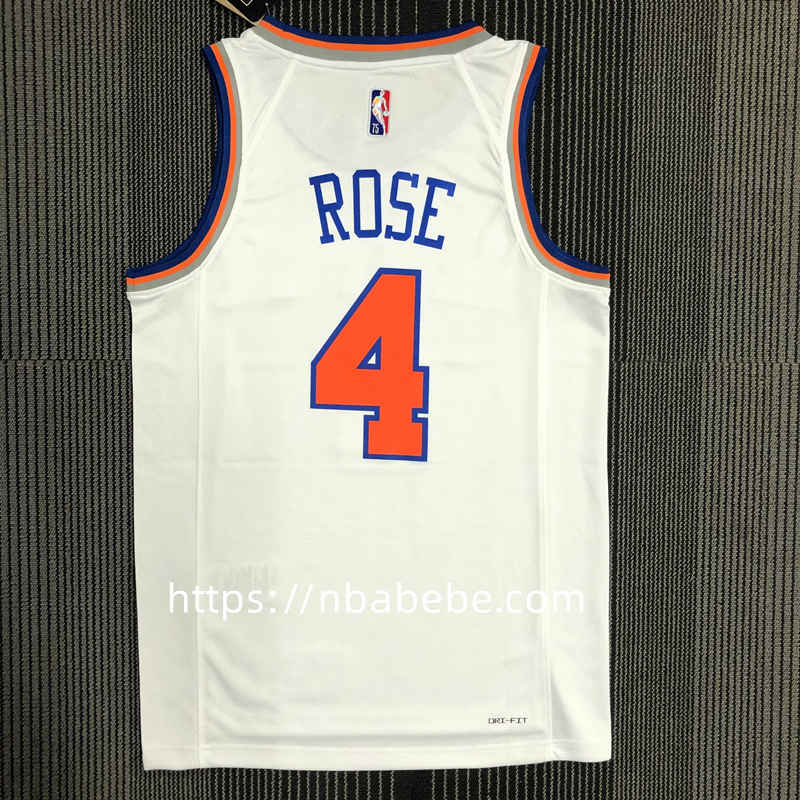 Maillot de Basket NBA Knicks 75e anniversaire Rose 4 blanc 2