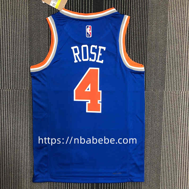 Maillot de Basket NBA Knicks 75e anniversaire Rose 4 bleu 2