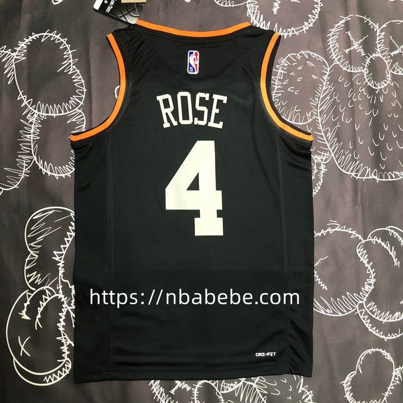 Maillot de Basket NBA Knicks 75e anniversaire Rose 4 noir 2