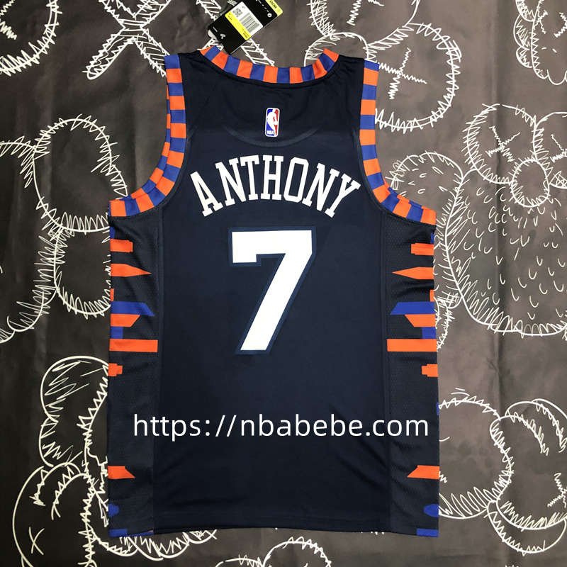 Maillot de Basket NBA Knicks Anthony 7 noir avec rayure 2
