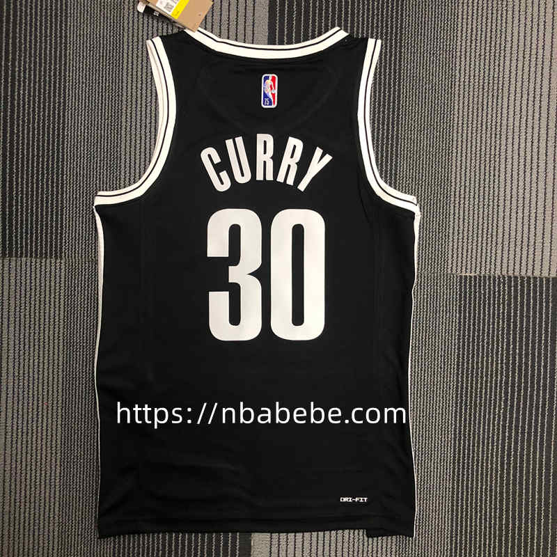 Maillot de Basket NBA Nets 75e anniversaire Curry 30 noir 2