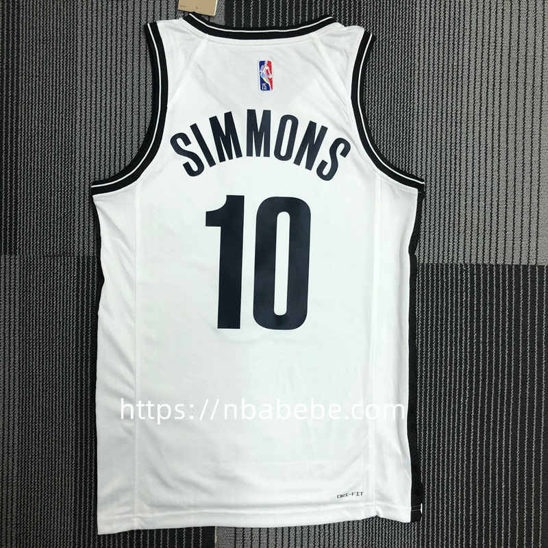 Maillot de Basket NBA Nets 75e anniversaire Simmons 10 blanc 2