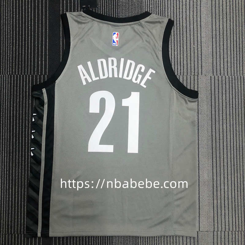 Maillot de Basket NBA Nets Aldridge 21 gris Jordan 2