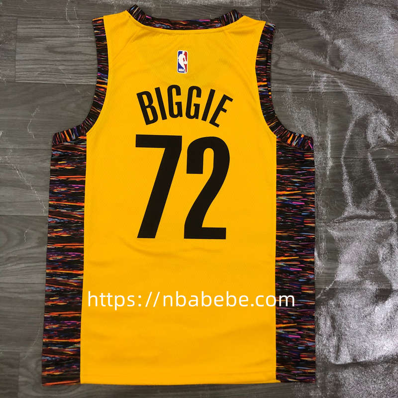 Maillot de Basket NBA Nets Biggie 72 commémorative édition jaune 2
