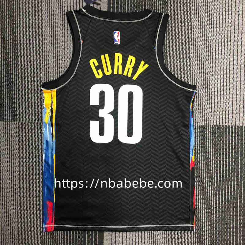 Maillot de Basket NBA Nets Curry 30 noir graffiti édition 2